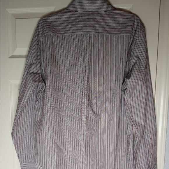 NWT Apt.9 L Slim Fit Gray Red Strips Longsleeves Button Up Men's Dress Shirt - Picture 3 of 11